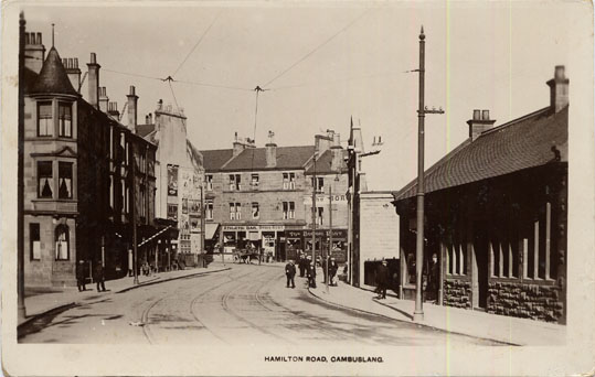 Hamilton Road at the Terminus, with Lanarkshire Tram Lines - Circa 1930's - Published by Pate, Main Street, Cambuslang 
